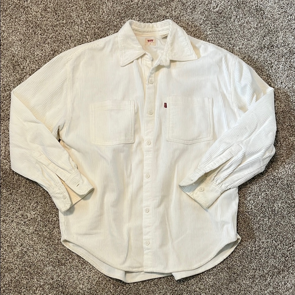 Levi's Women’s White Corduroy Button Down Shirt